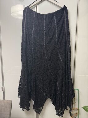 Frank Usher Sequins Beaded Long Asymmetrical Lace Skirt Size UK 18